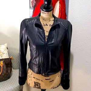 Alice + Olivia Black Lambskin Leather Jacket
